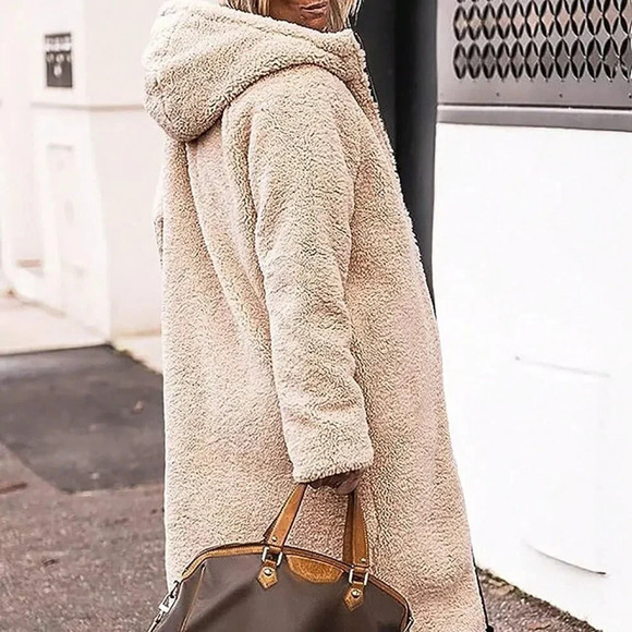 Black Casual Women's Reversible Hooded Mid-Length Thick Warm Jacket - Picture 3 of 4